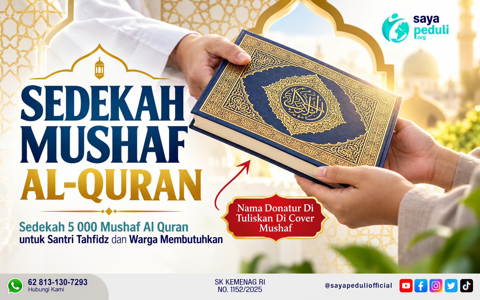 Sedekah 5000 Al Quran Nama Donatur Akan Di Tulis Di Cover Al Quran